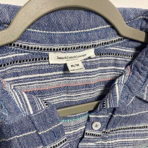 Beachlunchlounge 100% Cotton Striped Sleeveless Button Down Shirt Tie Front - Picture 3 of 8